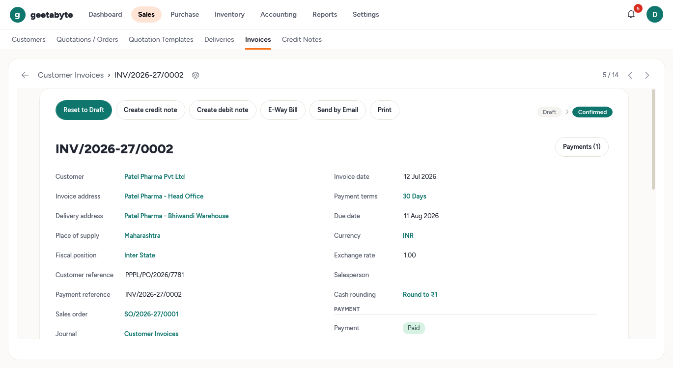 Breeze theme invoice form